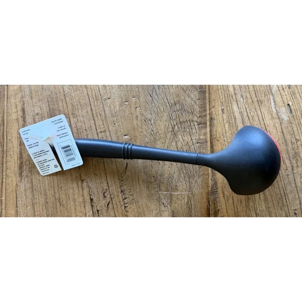 Le Creuset Revolution Bi-Material Ladle 4 oz 12.4 in Cerise Black NEW NWT